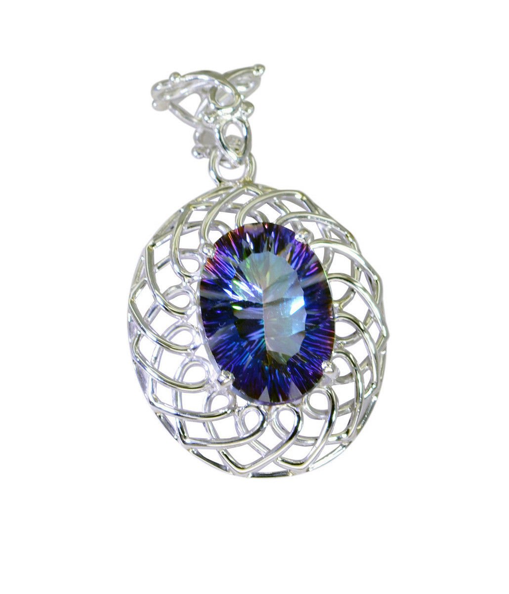 handsome Blue Mystic Quartz 925 Solid Sterling Silver Blue Pendant genuine US