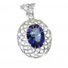 handsome Blue Mystic Quartz 925 Solid Sterling Silver Blue Pendant genuine US