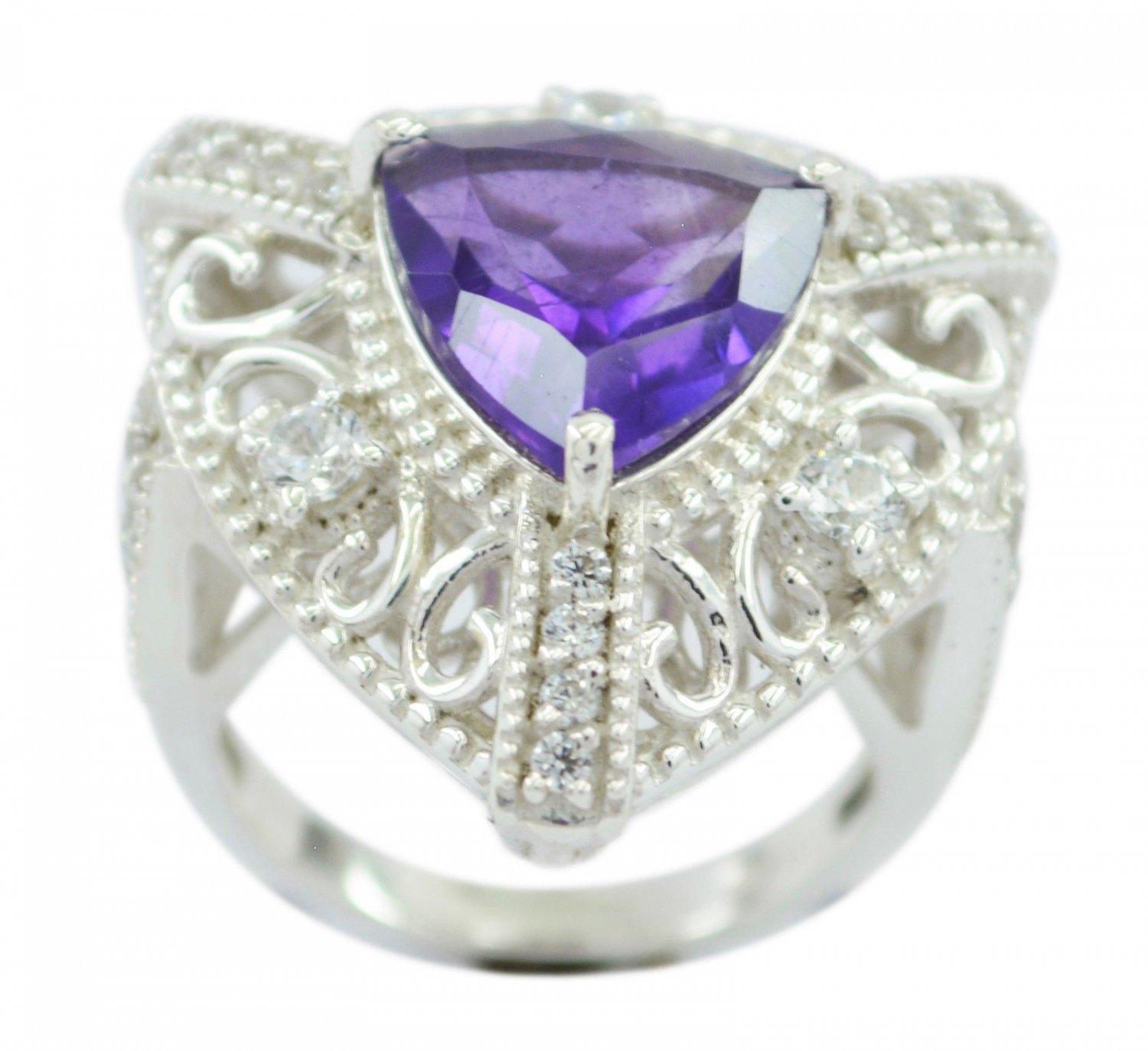 charming real Amethyst Purple Gems Silver Ring gift graduation  US SZ 4-13