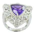 charming real Amethyst Purple Gems Silver Ring gift graduation  US SZ 4-13