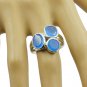 gorgeous genuine Chalcedony Blue Gemstones Silver Ring gift for boxing day US SZ