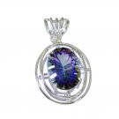 splendid Blue Mystic Quartz 925 Solid Sterling Silver Blue Pendant Natural US