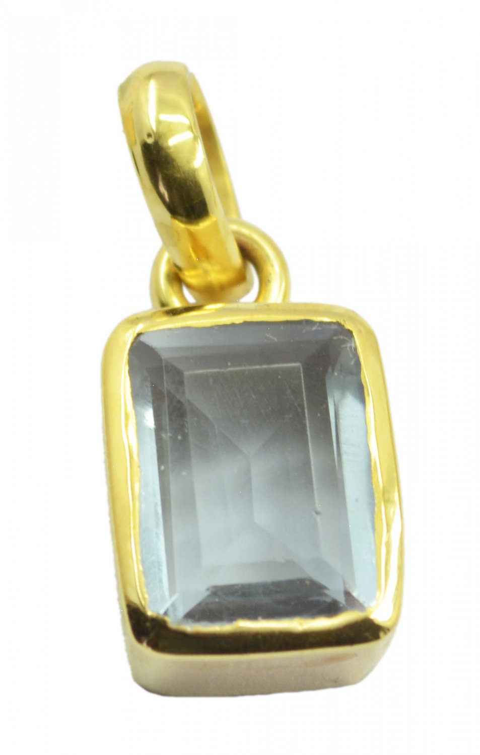 fine Blue Topaz CZ Gold Plated Blue Pendant Glass exporter US
