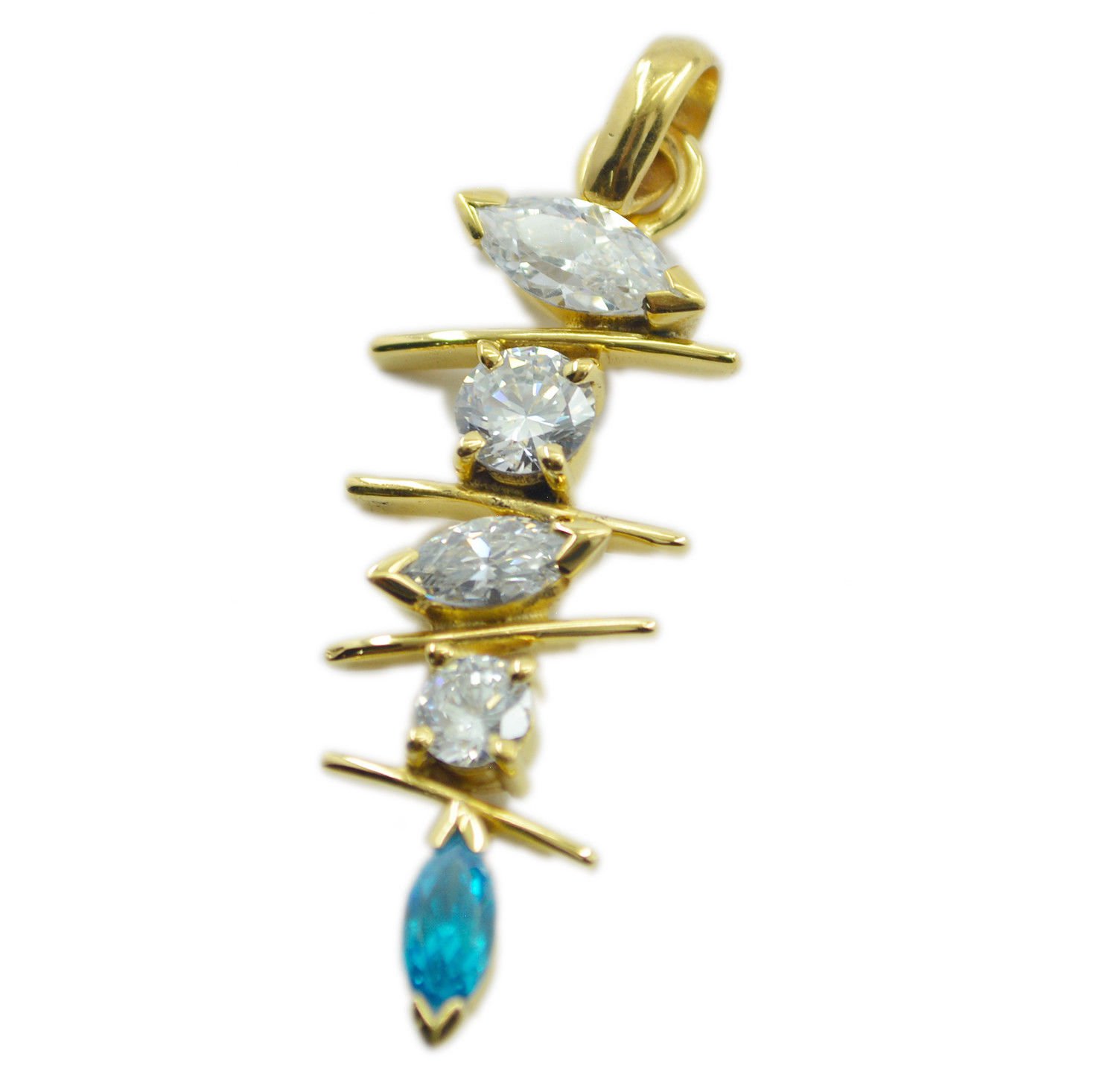 fine-looking blue topaz cz Gold Plated Blue Pendent Glass jewelry US