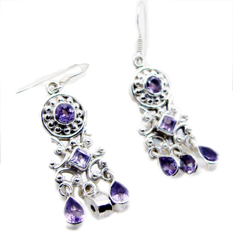 inviting Amethyst 925 Sterling Silver Purple Earring Natural Designer US