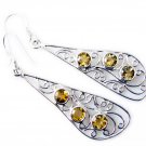 comely Citrine 925 Sterling Silver Yellow Earring genuine Designer US
