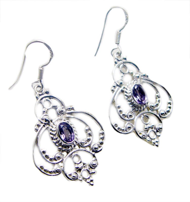 resplendent Amethyst 925 Sterling Silver Purple Earring genuine indian US
