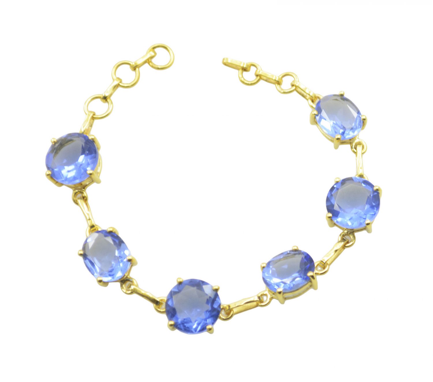 grand Blue Shappire CZ Gold Plated Blue Bracelet Natural easily US gift
