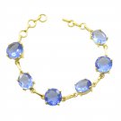 grand Blue Shappire CZ Gold Plated Blue Bracelet Natural easily US gift