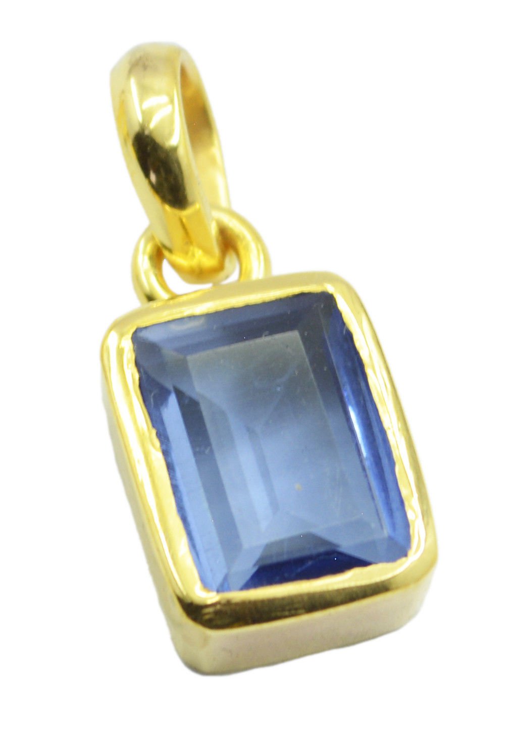 cute Blue Shappire CZ Gold Plated Blue Pendant Glass indian US