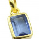 cute Blue Shappire CZ Gold Plated Blue Pendant Glass indian US