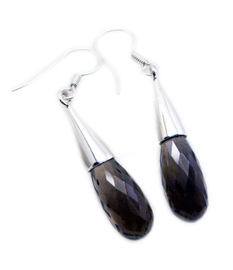 appealing Smoky Quartz 925 Sterling Silver Brown Earring genuine exporter US