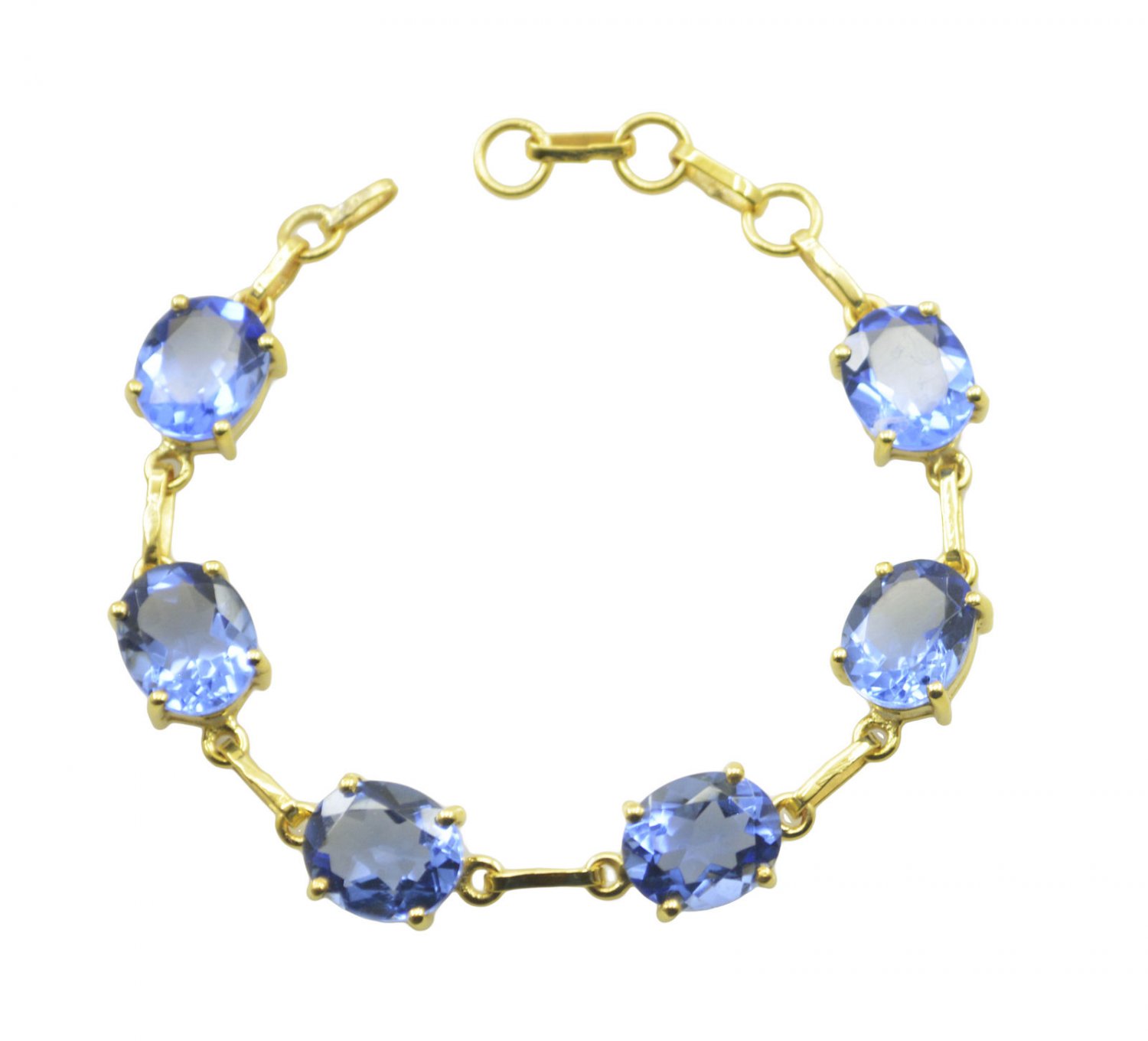 fine Blue Shappire CZ Gold Plated Blue Bracelet genuine usually US gift