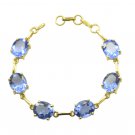 fine Blue Shappire CZ Gold Plated Blue Bracelet genuine usually US gift