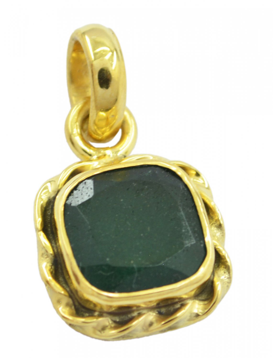 handsome Indian Emerald Gold Plated Green Pendant Fashion gemstone US