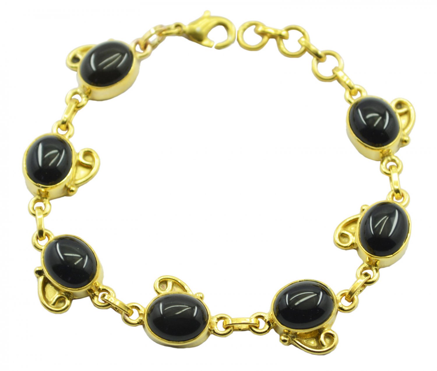 attractive Black Onyx Gold Plated Black Bracelet genuine supply US gift