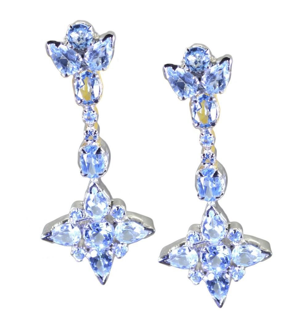 charming Blue Topaz 925 Sterling Silver Blue Earring genuine handcrafted US
