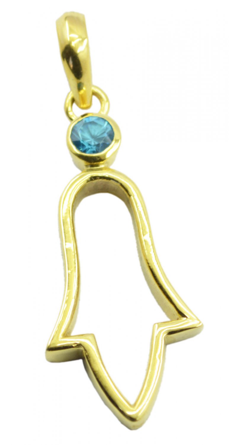 excellent Blue Topaz CZ Gold Plated Blue Pendant Glass gemstones US