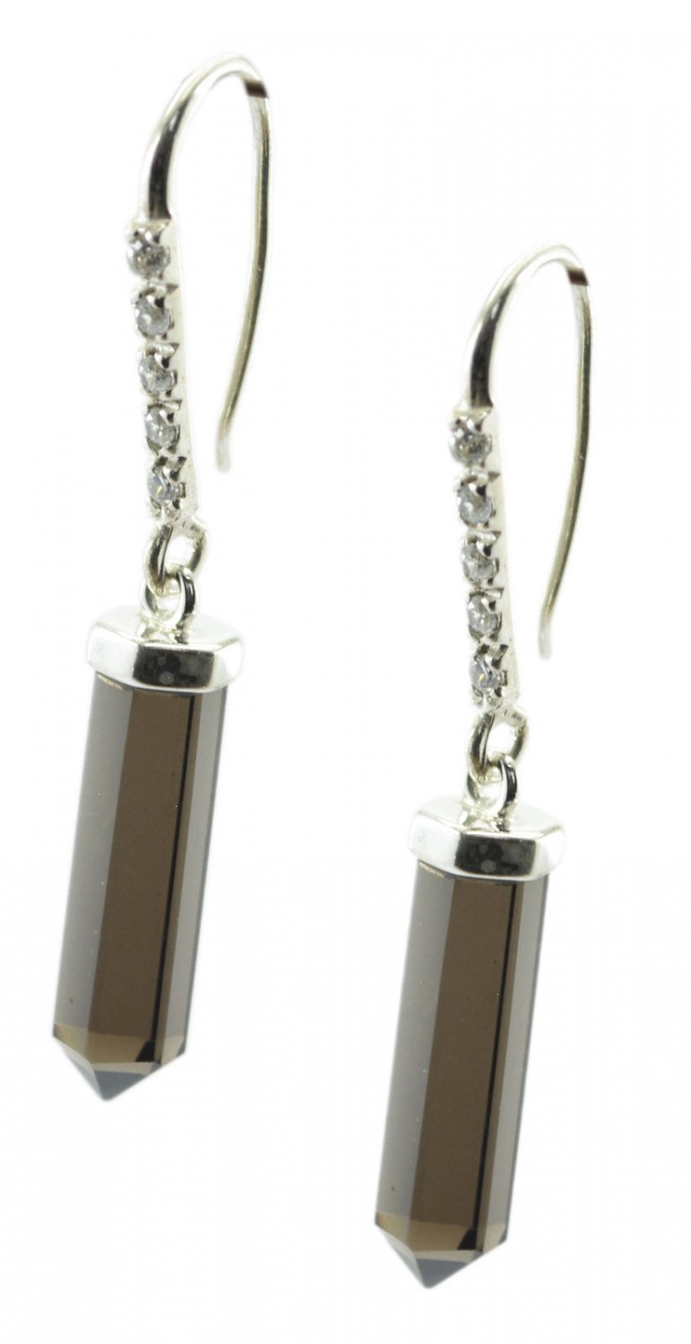 enticing Smoky Quartz 925 Sterling Silver Brown Earring Natural wholesale US