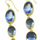 fascinating Aqua Chalcedony Gold Plated Blue Earring genuine jewellery US gift