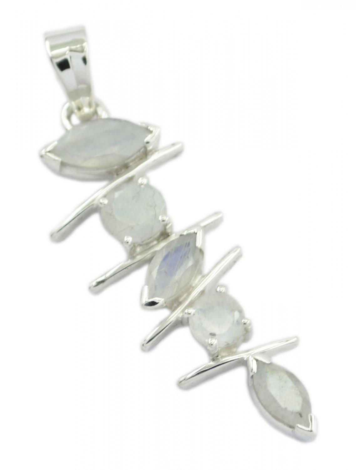 pulchritudinous Rainbow Moonstone 925Sterling Silver White Pendant wholesale US
