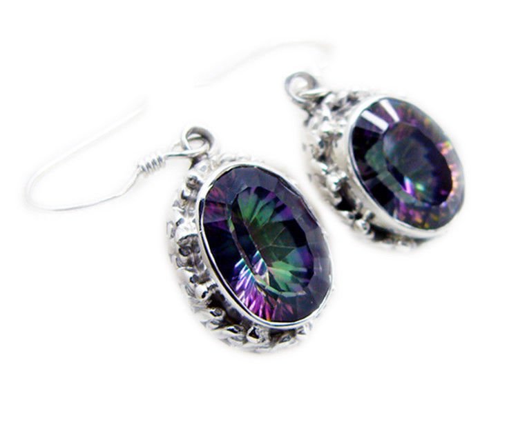fine Mystic Quartz 925 Sterling Silver Multi Earring Natural easily US
