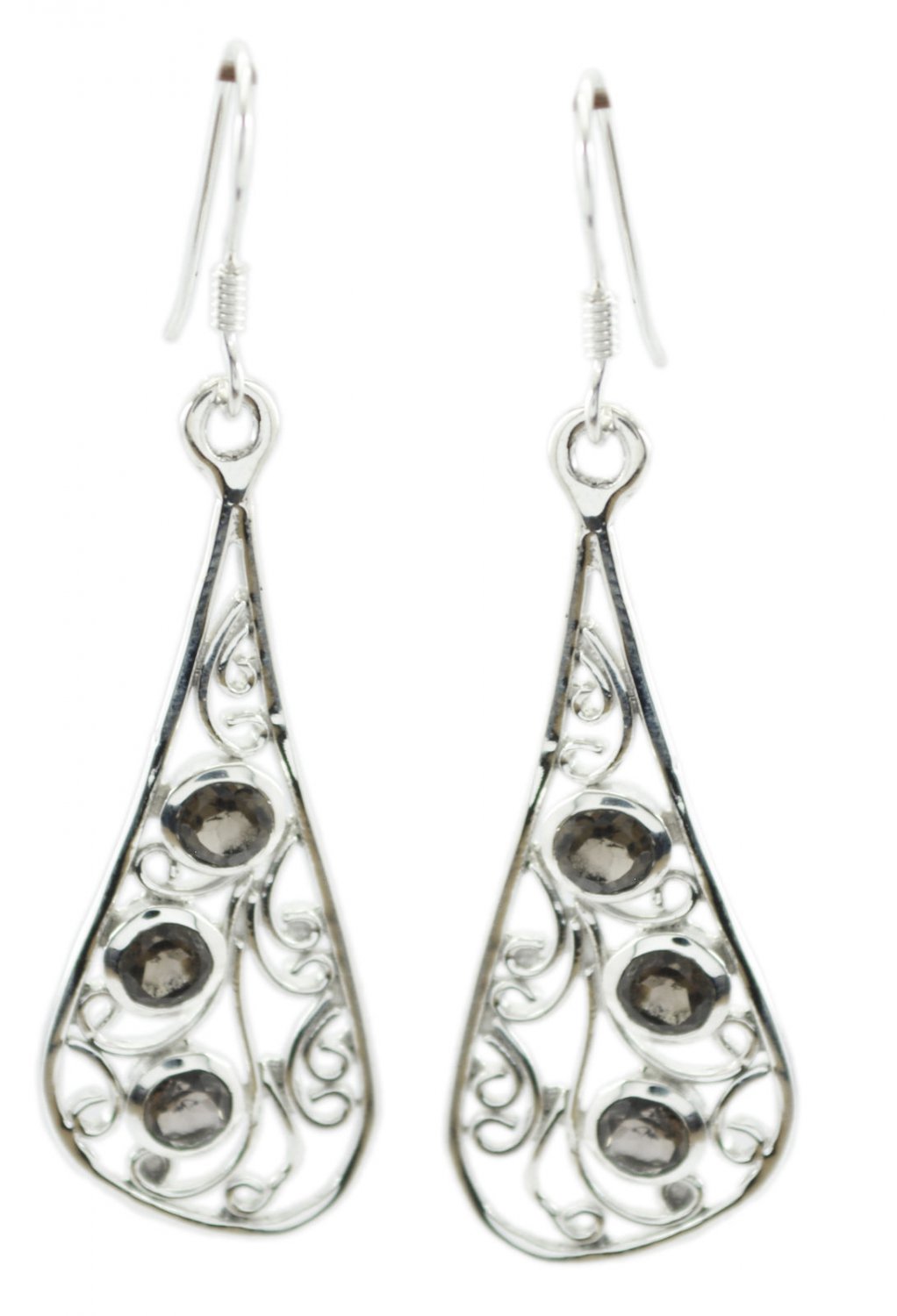 classy Smoky Quartz 925 Sterling Silver Brown Earring Natural exporter US