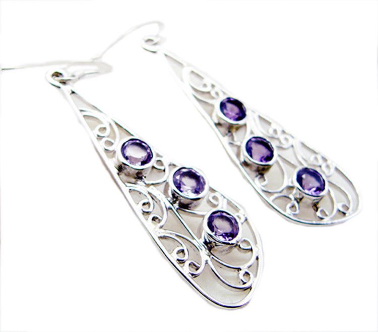 delicate Amethyst 925 Sterling Silver Purple Earring genuine handcrafted US