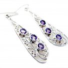 delicate Amethyst 925 Sterling Silver Purple Earring genuine handcrafted US