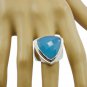 radiant genuine Chalcedony Blue Gemstones Silver Ring gift teachers day US SZ6-9