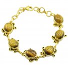 resplendent Tigers Eye Gold Plated Brown Bracelet Natural india US gift