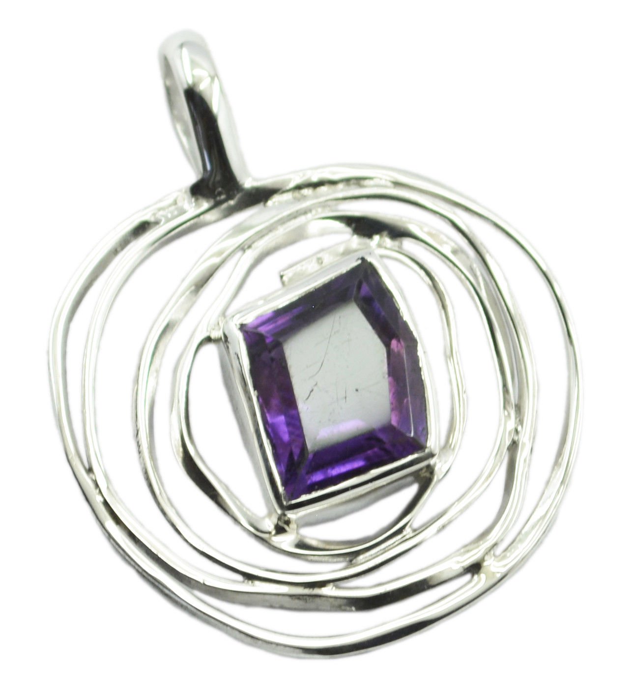 handsome Amethyst 925 Sterling Silver Purple Pendant Natural handcrafted US