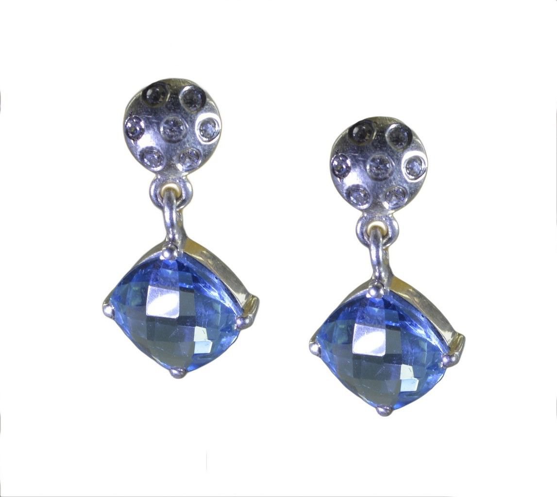 appealing Blue Topaz 925 Sterling Silver Blue Earring genuine indian US
