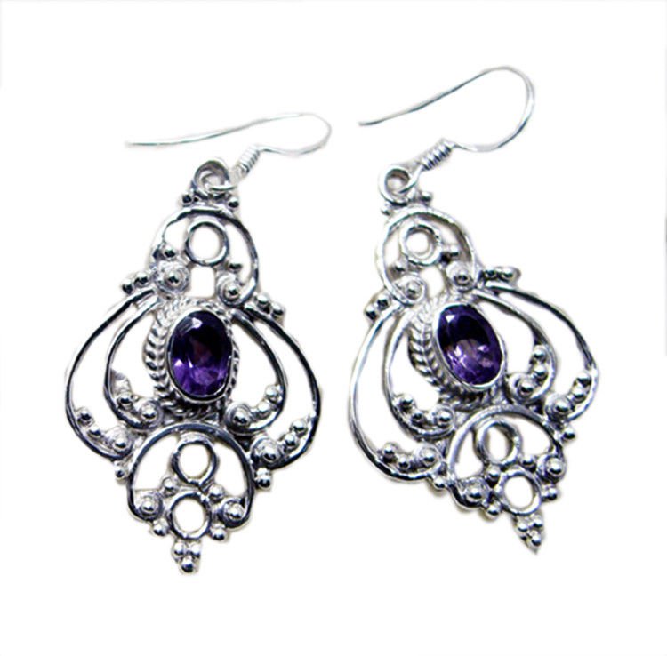 appealing Amethyst 925 Sterling Silver Purple Earring Natural supplies US