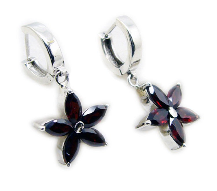 fascinating Garnet 925 Sterling Silver Red Earring Natural ordinary US