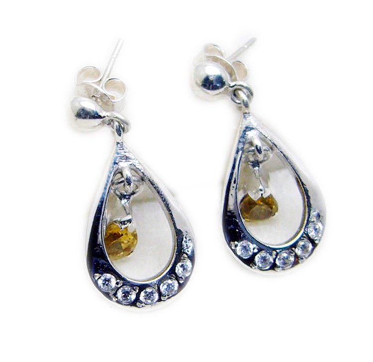 appealing Citrine 925 Sterling Silver Yellow Earring Natural handmade US
