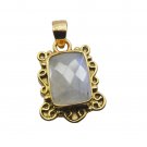 exquisite Rainbow Moonstone Gold Plated White Pendant Glass jewelry US