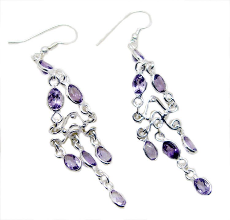 charming Amethyst 925 Sterling Silver Purple Earring genuine jaipur US