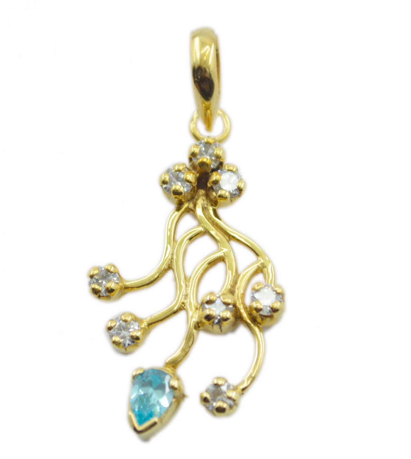 pleasing blue topaz cz Gold Plated Blue Pendent Fashion india US