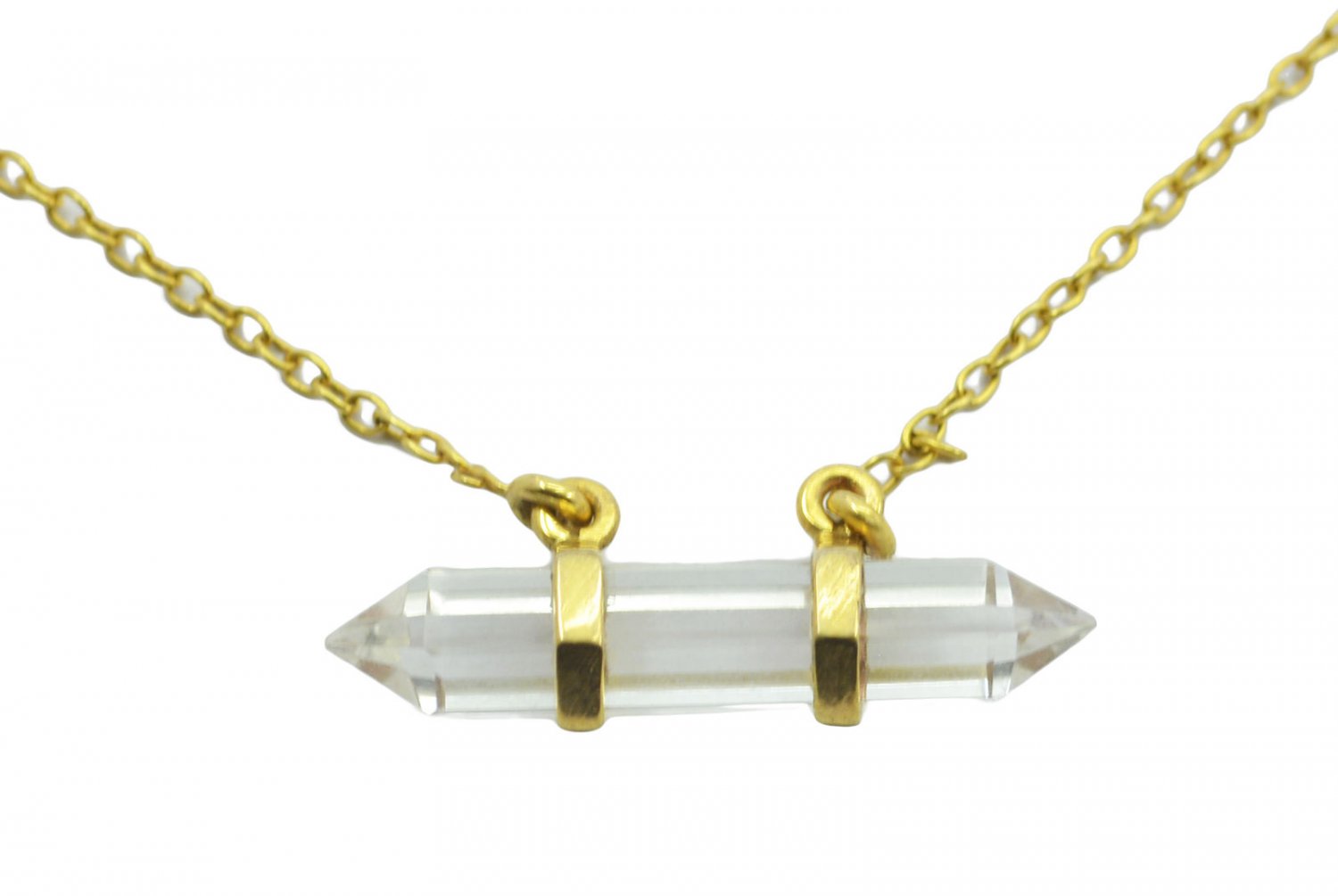 elegant Crystal Quartz Gold Plated White Pendant Fashion india US