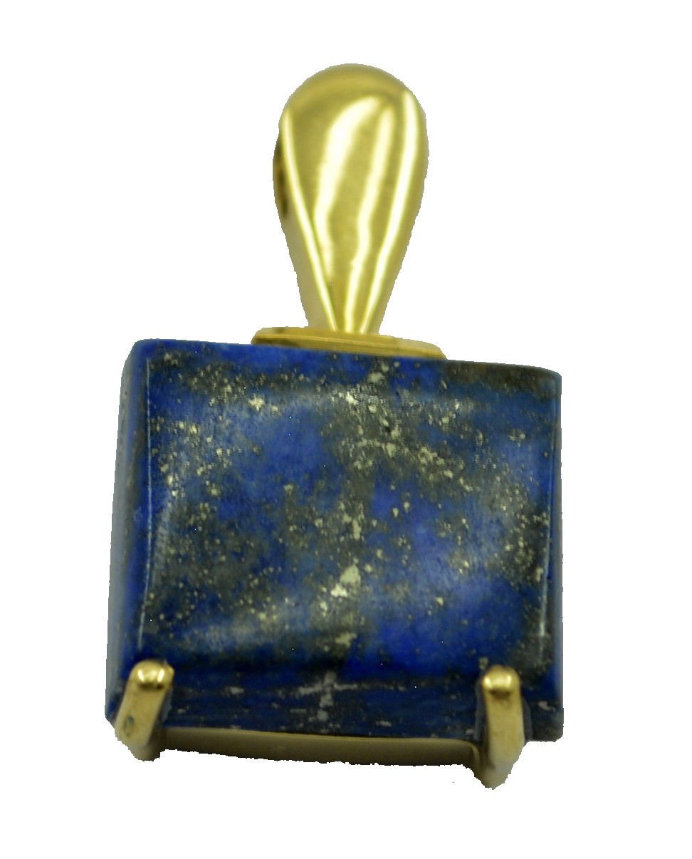 comely Lapis Lazuli Gold Plated Blue Pendant Glass handcrafted US