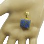 comely Lapis Lazuli Gold Plated Blue Pendant Glass handcrafted US