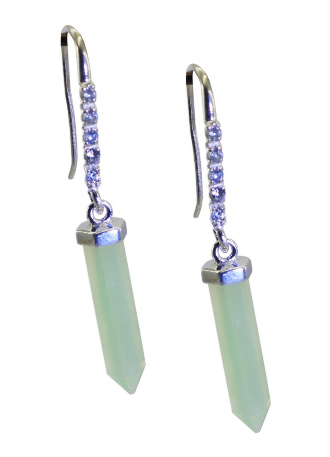 Sterling Silver Aqua Chalcedony Earring Elegant 925 Jewelry US