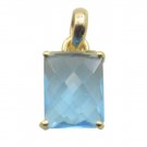 ideal Blue Topaz CZ Gold Plated Blue Pendant Glass jewellery US