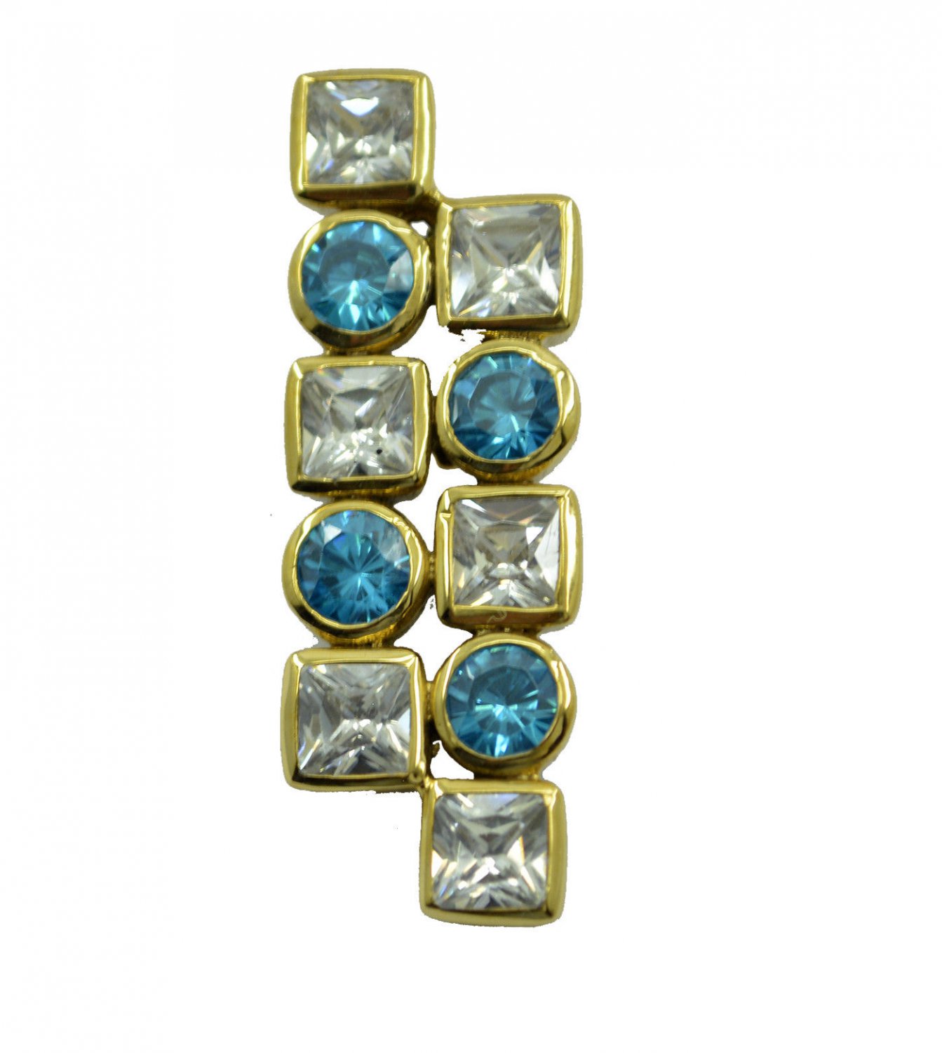 charming Blue Topaz CZ Gold Plated Blue Pendant Glass exporter US