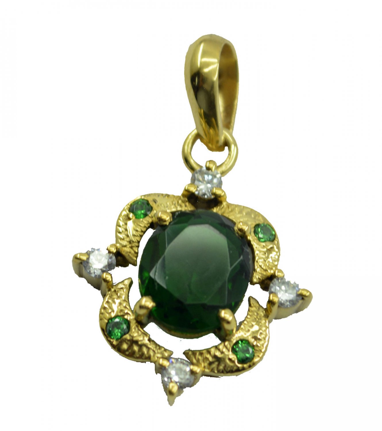 pleasing Emerald CZ Gold Plated Green Pendant Glass wholesales US