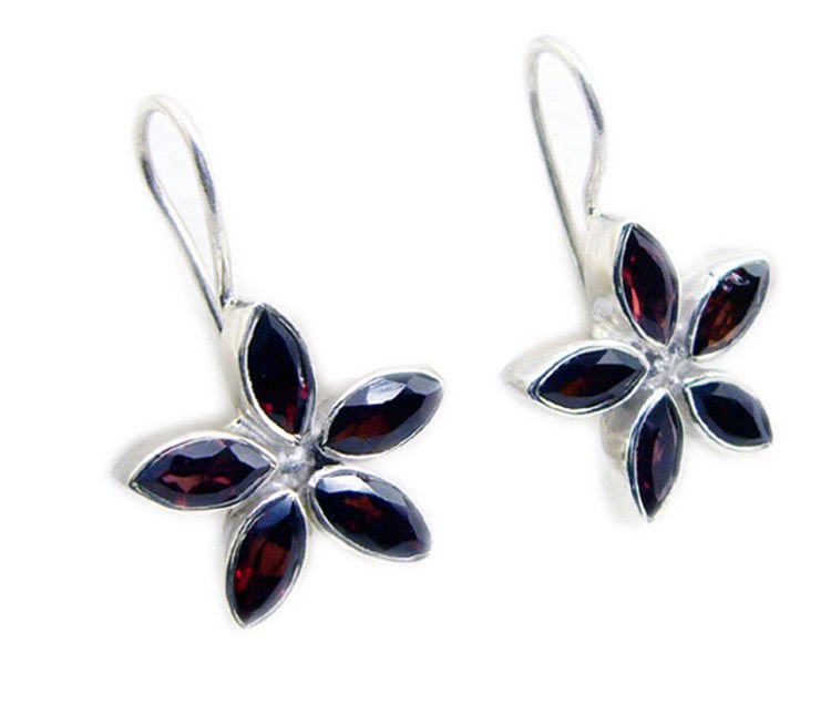 fine Garnet 925 Sterling Silver Red Earring genuine regular US