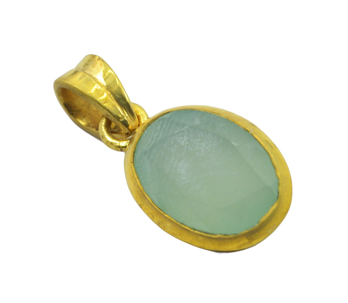 gorgeous Chalcedony Gold Plated Blue Pendant Glass regular US