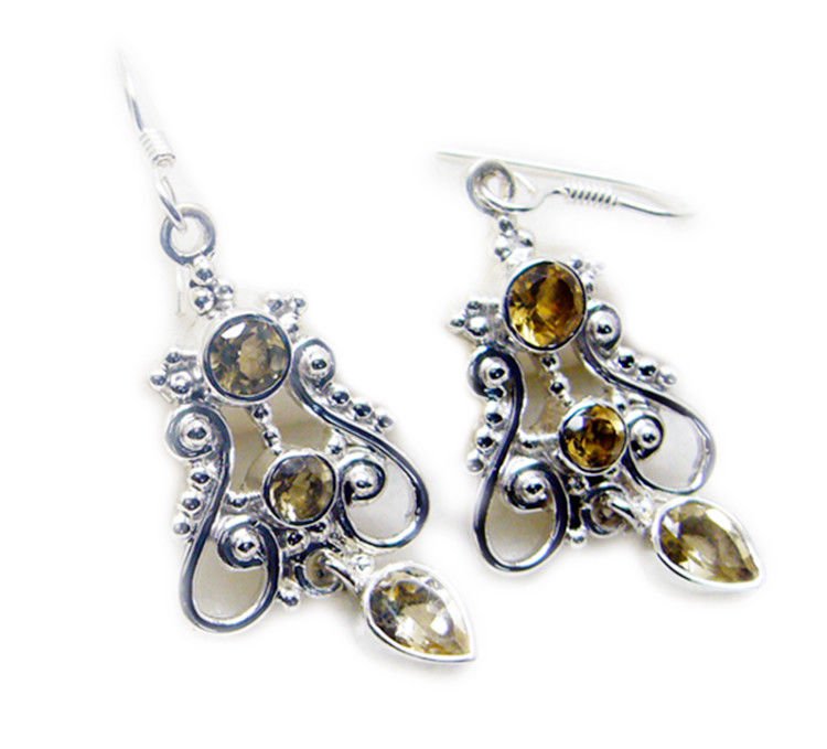 classy Citrine 925 Sterling Silver Yellow Earring Natural indian US
