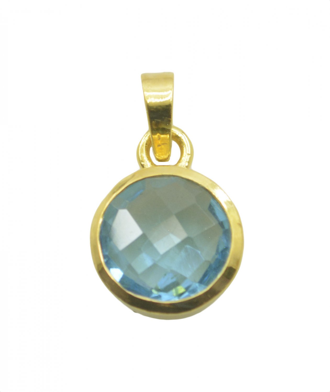 grand Blue Topaz CZ Gold Plated Blue Pendant Fashion indian US